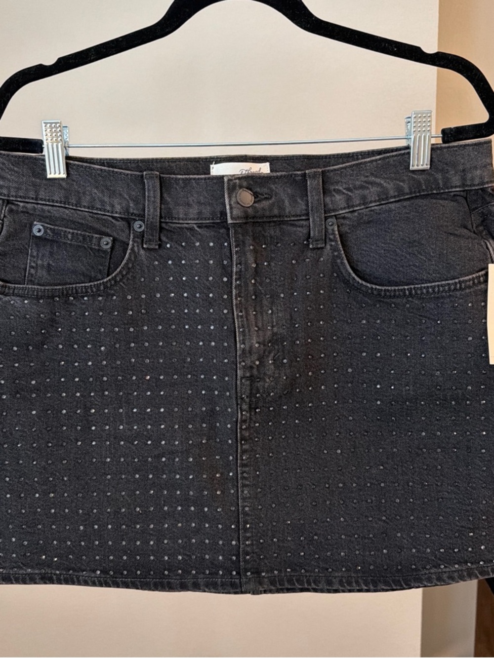 Universal Thread Black Mini Skirt with Subtle Bedazzled Detail